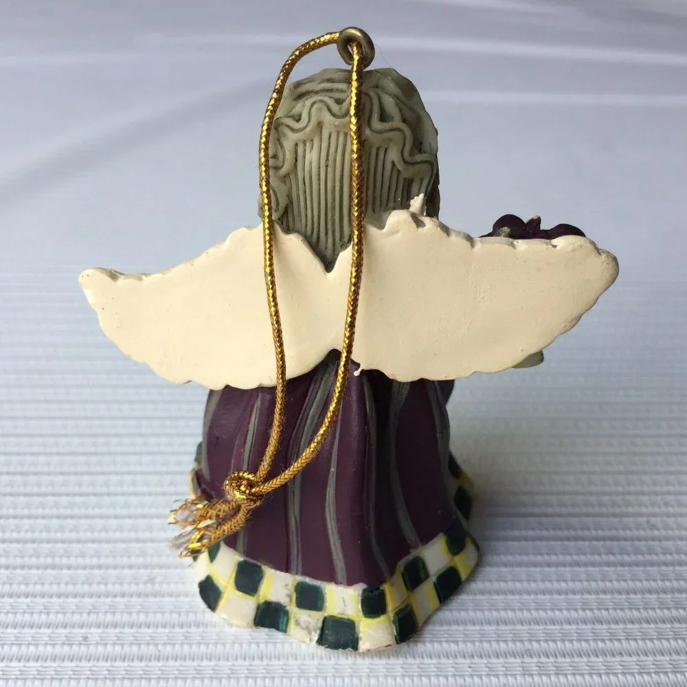 Holiday Treasures Angel with Wings Small Resin Ornament Purple Christmas Decor